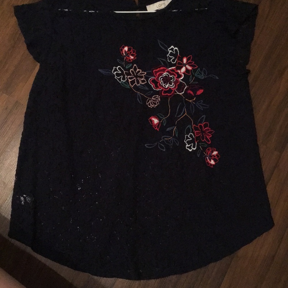 LOFT navy lace top
